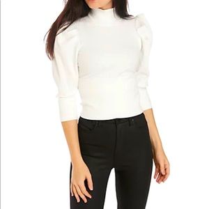 Free People Puff-Sleeved Knit Top (L) NWT